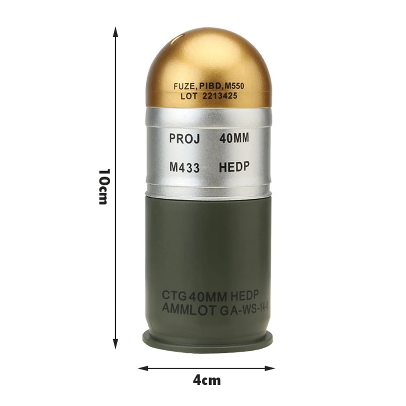 40mm Grenade Replica Collectible Toy with Mini Storage Case and Airsoft Display Decor