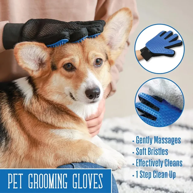 TPR Material Pet Grooming Gloves Hair Removal Mitt For Dogs Cats Bath Brush Massage Shedding Control Waterproof 2