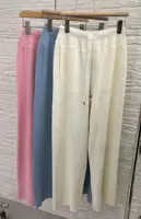 Autumn luxurious women's elastic waist drawstring merino wool knitted versatile casual pants