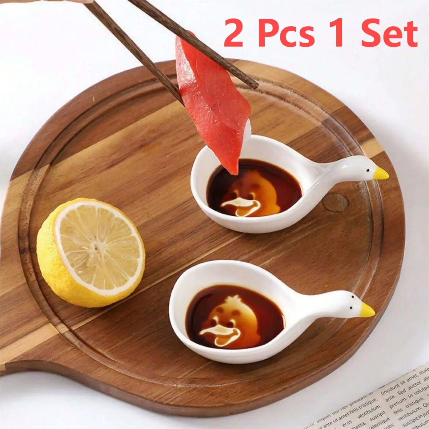 2pcs1set 40ml cute and cute swan/duck shape ceramic seasoning dish, soy sauce dish, chili mustard ketchup,