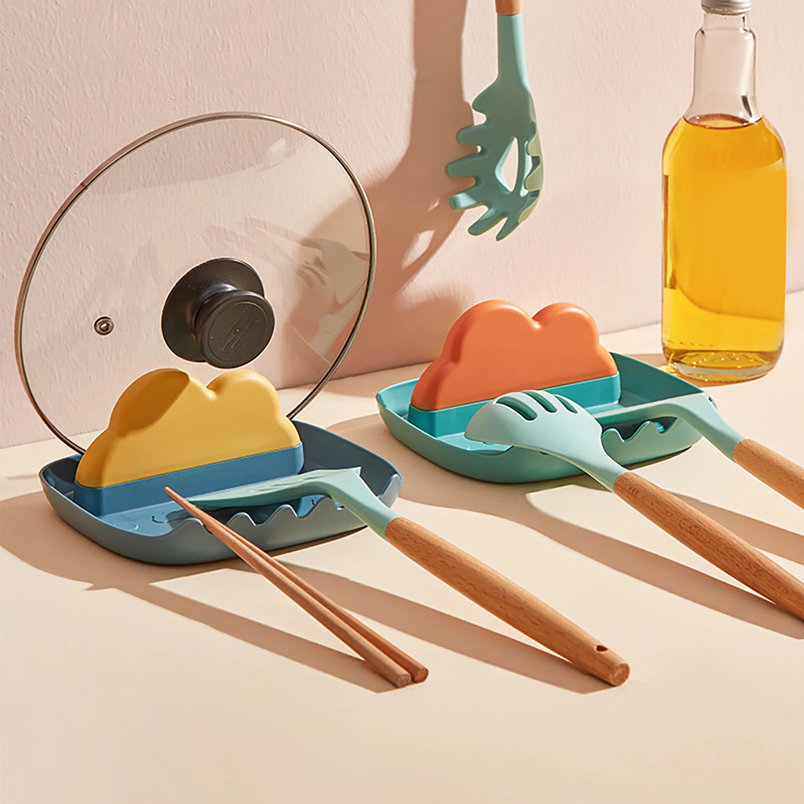 

Foldable Pot Lid Rack Plastic Spoon Holder Stand Kitchen Organizer for Fork Spatula Rack Pan Cover Shelf Tableware Storage Rack