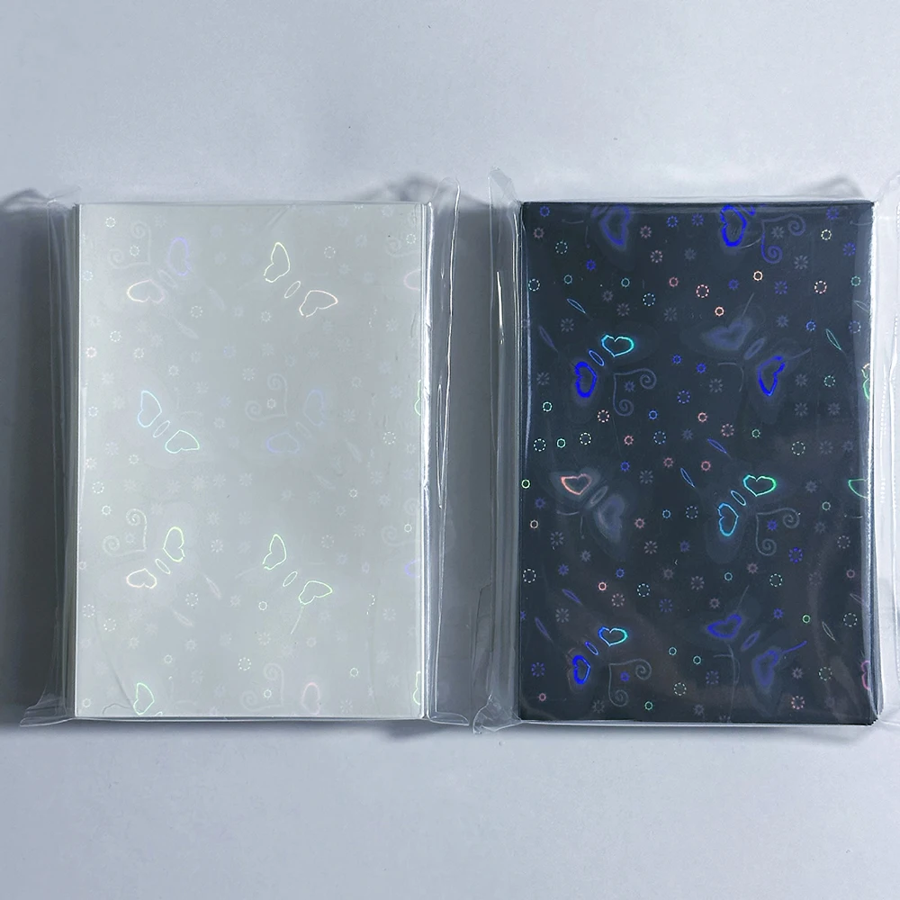 

50Pcs Card Protective Cover Black White Butterfly Card Film INS Laser Card Sleeve Photocard Sleeves Photo Cards Protector