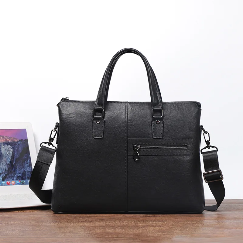 

EUMOAN Thin commuter men's handbag new plant tanned leather men's bag business casual head layer cowhide briefcase