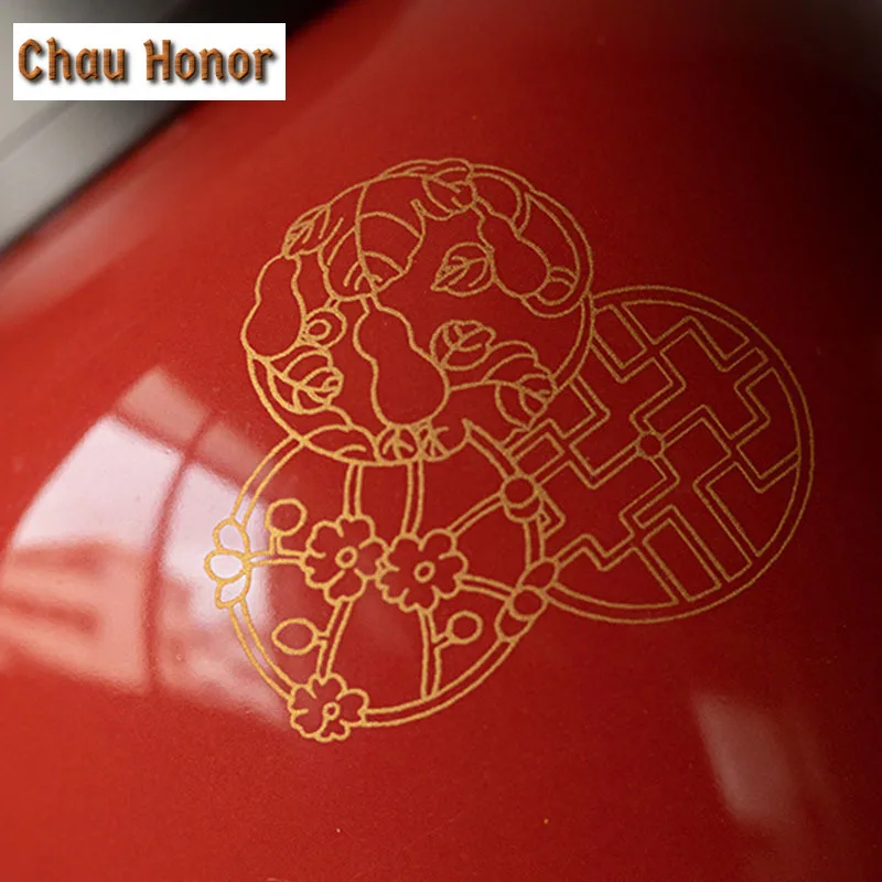 500ml BoutiquePalace Red Glaze Ceramic Tea Can Bronzing Hydrangea Art Tea Caddy Household Tea Leaf Mystery Box Puer Sealed Jar