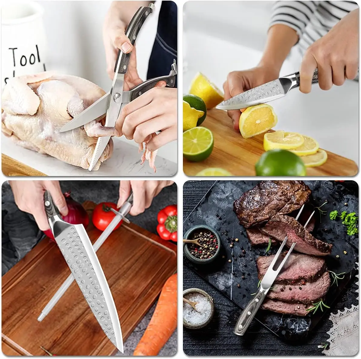 Set, 18-Piece Kitchen Knife Set with Block Wooden, Manual Sharpening for  Chef Knife Set, German Stainless Steel - AliExpress