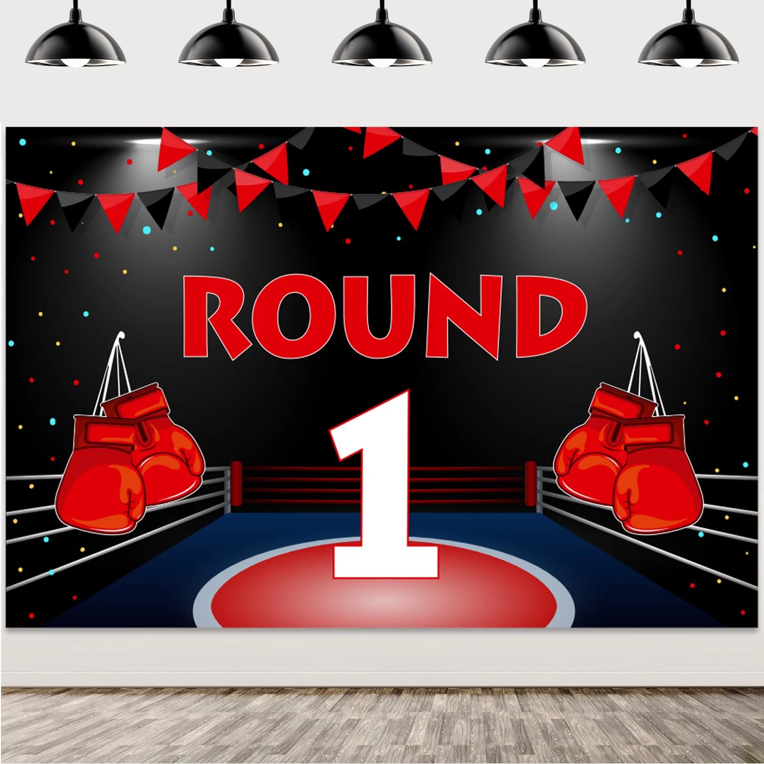 

SURPRISE-Boxing Themed Birthday Party Backdrop for Boy, 1st Birthday, Boxer Sports Photography Banner, Fight Night Photo Booth P