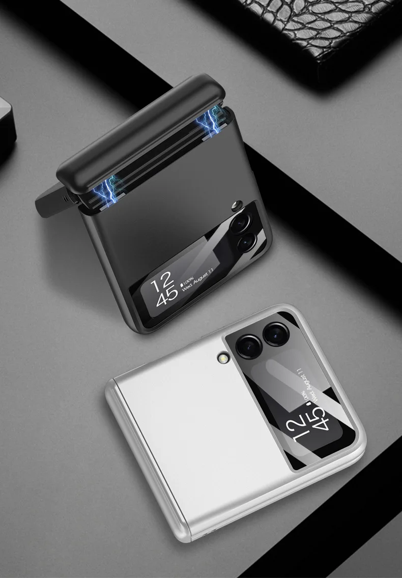 samsung z flip3 case Flip3 Flip4 Luxury Case for Samsung Galaxy Z Flip 3 4 5G Magnetic Hinge Full Protection Cover Camera Glass Back Case on Z Flip 4 case for samsung z flip 3