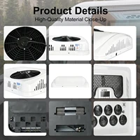 Climatiseur de toit Podofo 12V 2300W de refroidissement 1000W de chauffage, unité AC tout-en-un avec 7 pièces 360 °   Grilles d'aération rotatives, télécommande LCD, diffusion vocale, réfrigérant R134A pré-charge, installation sans dommage pour camping-car, camionnette, fourgonnette, voiture de tourisme. 2