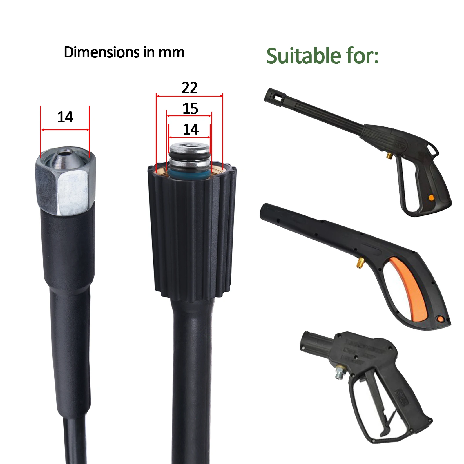 High Pressure Washer Hose Car Washer Water Cleaning Hose 10m * 160bar for Huter IPC Hammer Kohler Champion pressure washer 6