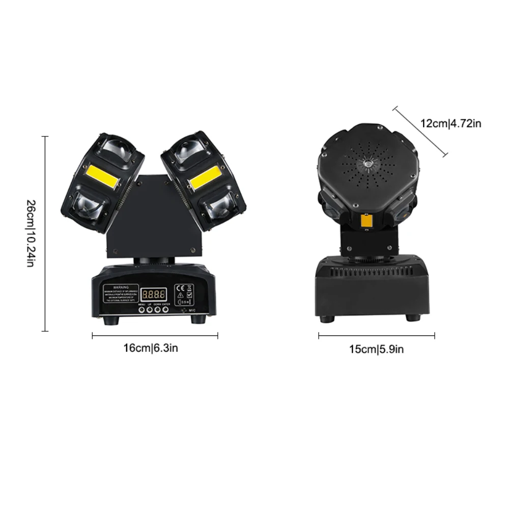 2 Arms Rotating Moving Head Light 8LED Beads Stage Effect RGBW Beam Laser Strobe Disco Party DMX Sound Control Light 3
