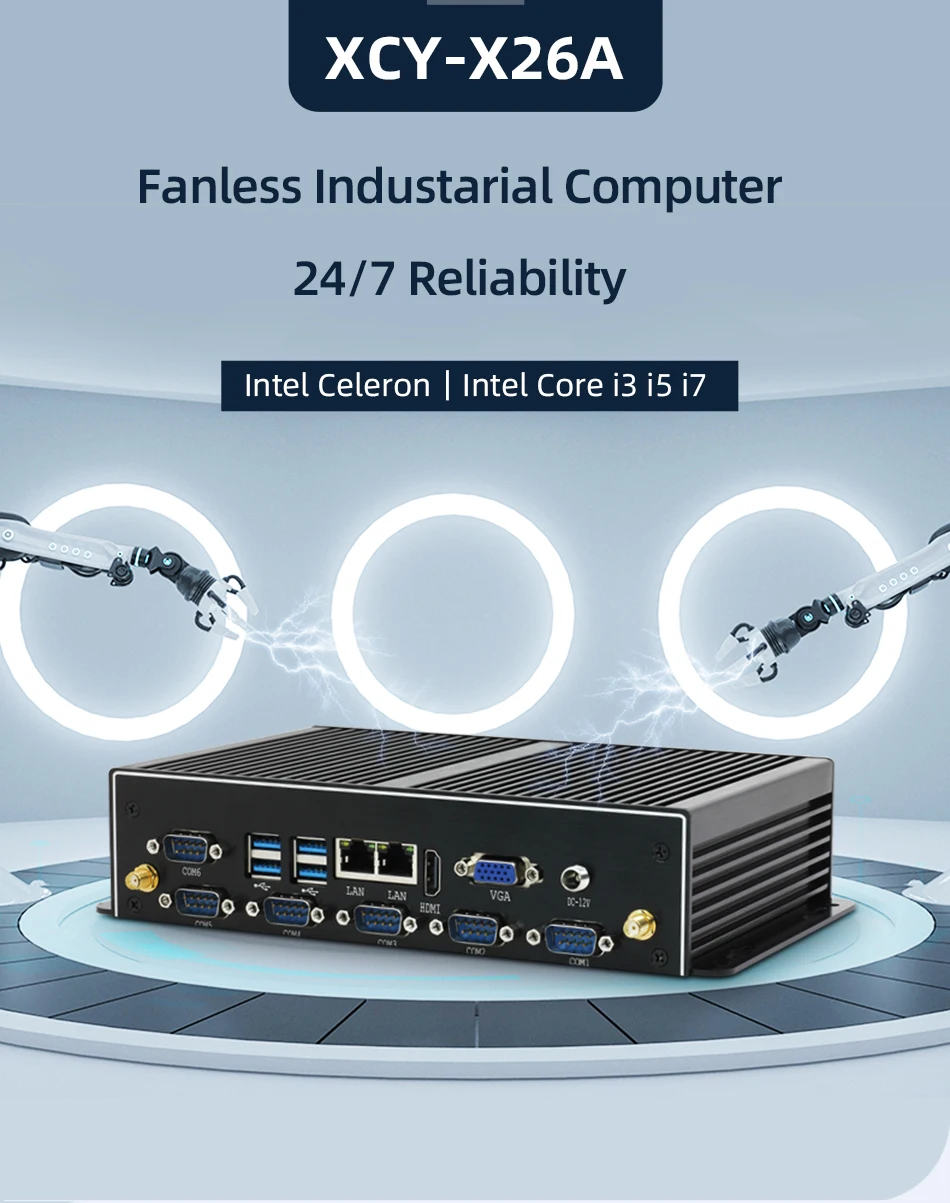 Fanless Industrial Mini PC: Intel Core i7 4600U, Dual Ethernet, HDMI, VGA, 8xUSB, Windows/Linux Description Image.This Product Can Be Found With The Tag Names Barebone Mini PC, Computer Office, Mini pc