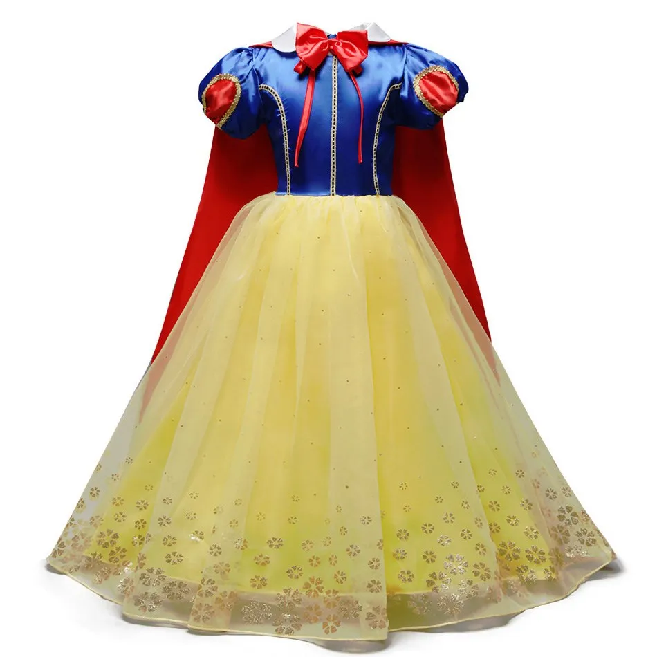 Girls Jasmine Princess Dress Children Elsa Anna Bella Rapunzel Mermaid Costume Kids Snow White Cinderella Aurora Dress