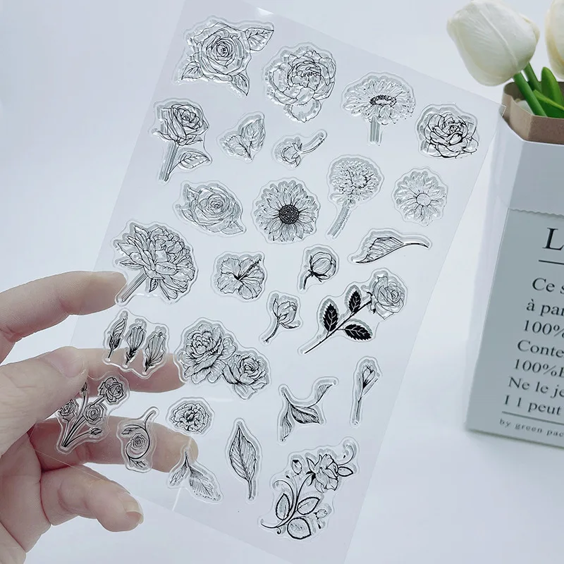 Mini Flower Silicone Clear Stamp for Scrapbooking Album DIY Craft Decoration Rubber Stamp Craft Photo Album Decorative