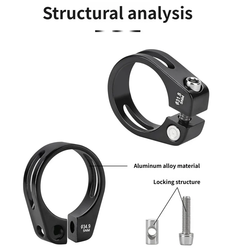 Bicycle Seatpost Clamp 31.8/34.9mm Seat Tube Clamp Road Mountain Bike Seat Tube Clip Aluminum Alloy