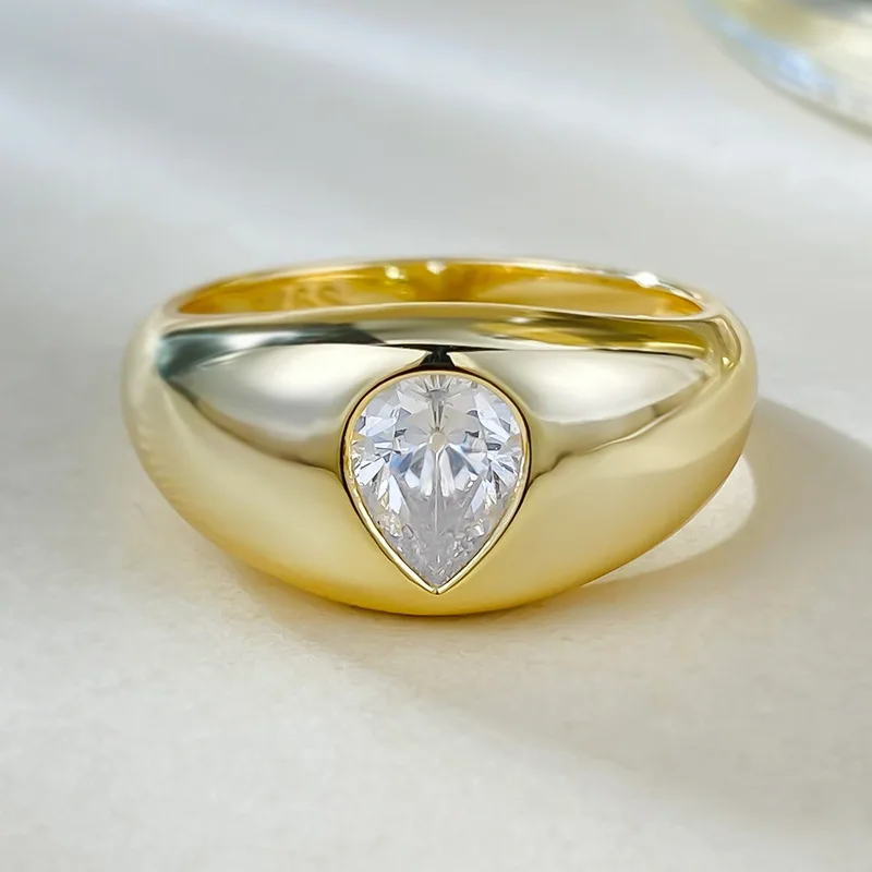 

14K Gold Water Drop Lab Diamond Ring 100% Real 925 Sterling Silver Party Wedding Band Rings for Women Bridal Engagement Jewelry