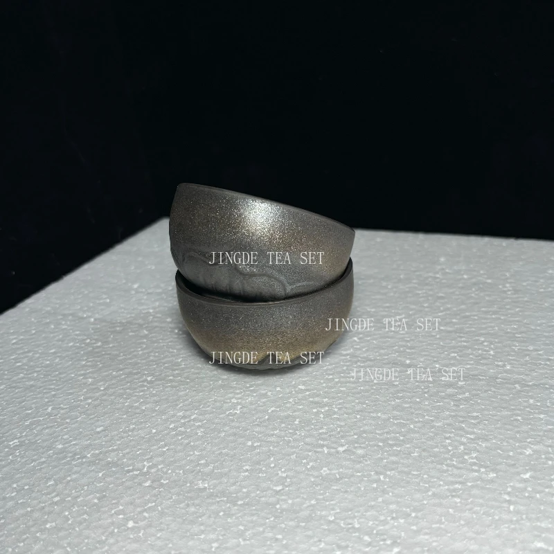 1 Pcs Chinese Antique Ceramic Teacup Meditation Cup Gilding Process Handmade Boutique Pottery Tea Bowl Master Cup Tea Set 50ml