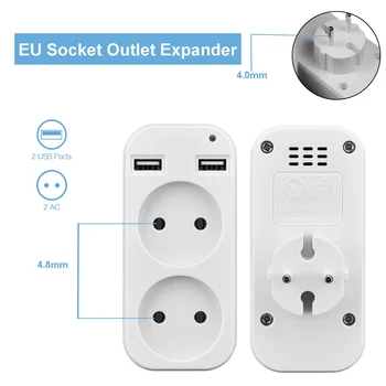 EU ปลั๊กอะแดปเตอร์ Wall Outlet USB 1 ถึง 2 Way มาตรฐานยุโรป Extender ซ็อกเก็ต 2 พอร์ต USB Power Strip AC แปลงอะแดปเตอร์ 1