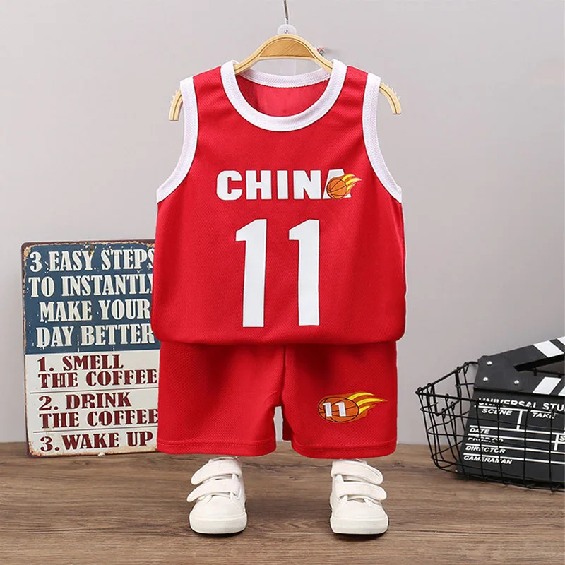 Children's Ball Suit Suit Summer Sports Boys Middle And Large Children Vest Shorts Ball Clothes Baby Quick Dry Children's Clothi