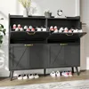 Shoe Storage Cabinet with 4 Flip Drawers, Shoe Cabinet Storage for Entryway Slim, Freestanding Black Shoe Cabinet, Farmhouse 1