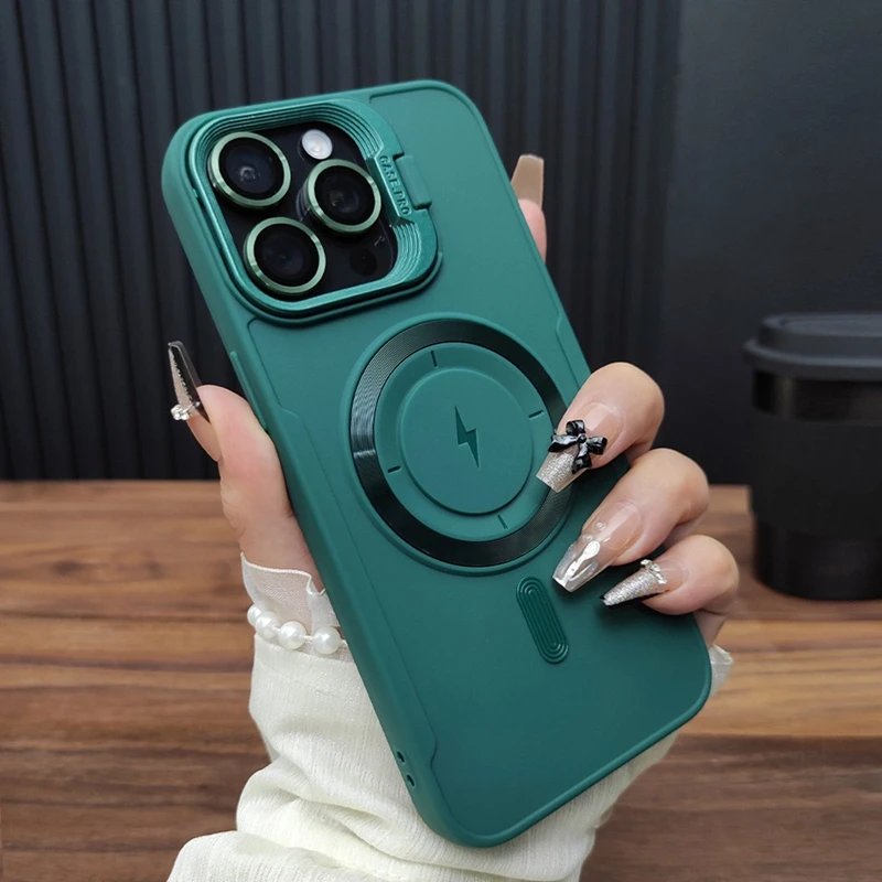 Magnetic Wireless Charging Kickstand Phone Case with Shockproof Bumper Cover