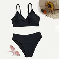 Toddler Girl Swimsuit Solid Color Bikini Set 2024 Bottom Briefs Swimwear Summer Children Bathing Suit 1