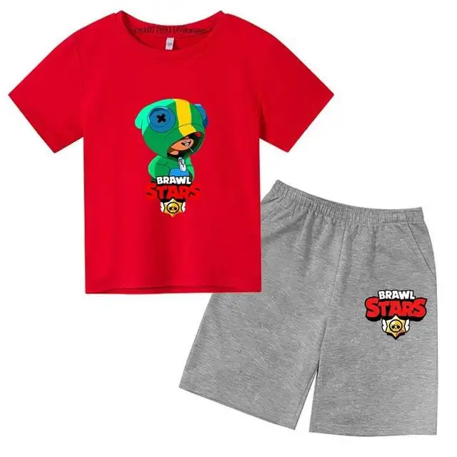 stars Kids Summer Cute 2pcs Short Sleeve O-neck T-shirts+Pants Suits 3-13 Years Boys Girls Outfits Children Clothes