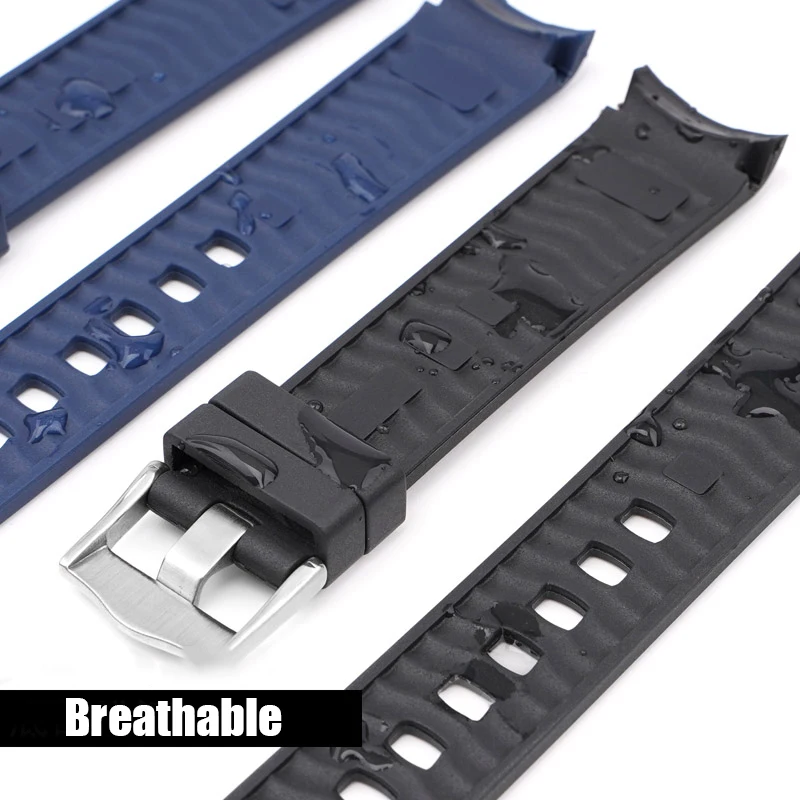 Sport Waterproof Curved End Rubber Strap - 20mm TPU Replacement Band