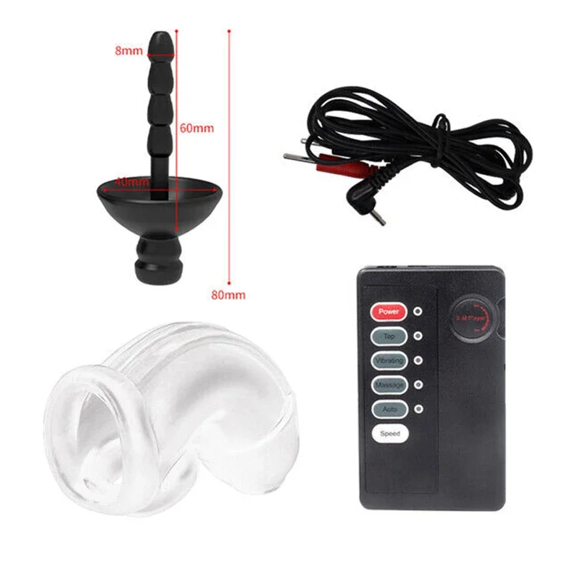 Electric Penis Plug Chastity Cage Penis Ring Urethral Stimulation Dilator Massager Testicle Stretcher BDSM Sex Toys For Male