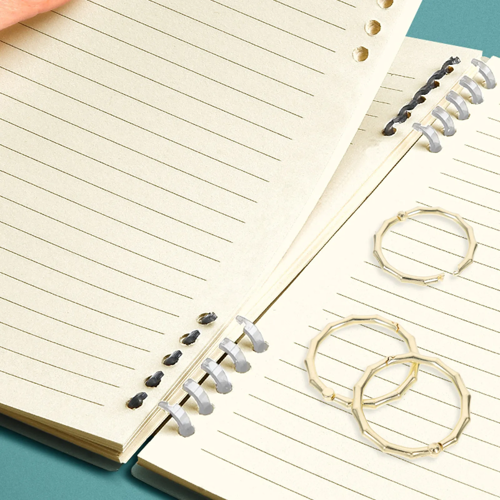 7Pcs 프리미엄 금속 바인더 링 노트북 루스 리프 저널 사무실 학교 가정용 잘 광택 처리된 단일 구멍 책 바인딩 링