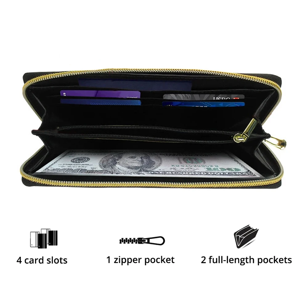 Kawaii Dachshund Print Women RFID Blocking Wallet Lady Leather Zip Around Phone Bag Card Clutch Slim Long Travel Purse Wristlet
