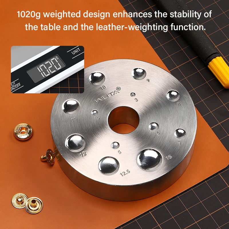 1PC Stainless Steel Rivet Snap Button Setter Base Grommet Mushroom Nail Install Multi-Function Punch Table DIY Leather Tool leather tools,leather craft tools,leather craft tool,snap buttons tools