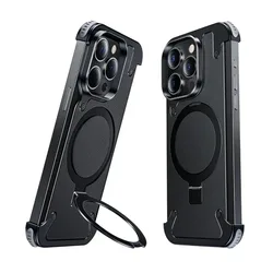 Eary Leather Phone Case with 360° Stand and Military - Grade Drop Protection - iPhone 12 Pro (Black)