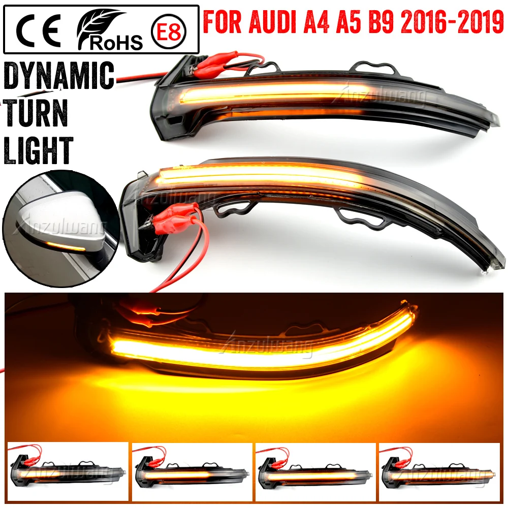 

2x LED Dynamic Turn Signal Light Rearview Side Mirror Light Indicator Blinker For Audi A4 S4 RS4 B9 2016-2019 A5 S5 RS5