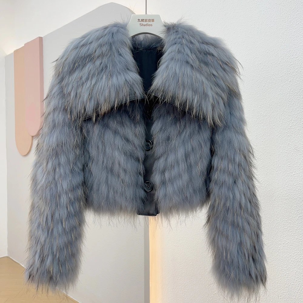 2023 Winter New High Waist Slimming And Short Spokes Faux Fur Fox Furry Coat Women's Young Woolen Jacket Outwear Women's Clothes