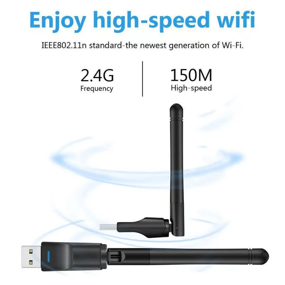 WiFi Adapter 150Mbps Mini USB Wireless Network Card 150M LAN Wi-Fi Receiver Dongle Antenna 2.4G 802.11b/g/n Ethernet For YIGETOHDE