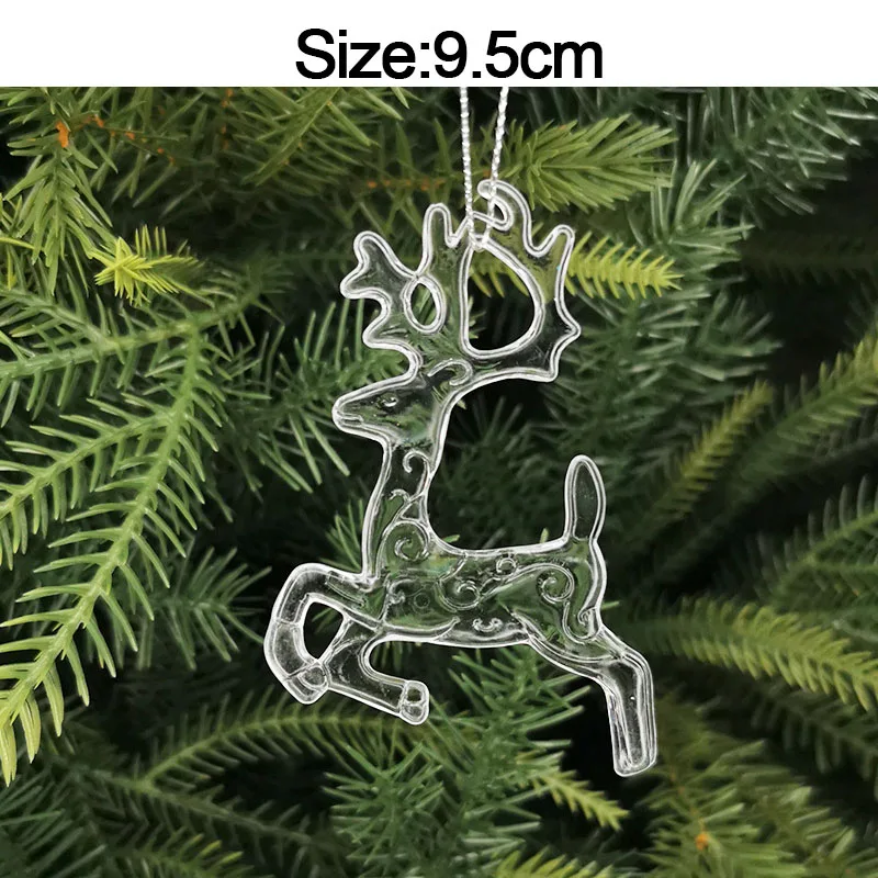 thumbnail image 1 of piezas de adornos navideños para el hogar, adornos acrílicos de cristal, copos de nieve, alce, colgantes para árbol de Navidad, regalo de Año Nuevo 2024, 1 of 5