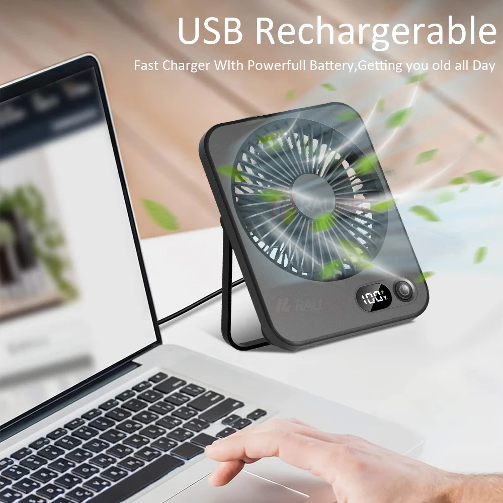Mini Portable USB Rechargeable Wall Mount Hanging 5 Gear Student Desk Office Camping Table Fan_voghion.com