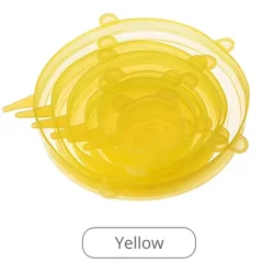 6 - Pack Reusable Silicone Food Storage Stretch Lids (YELLOW)