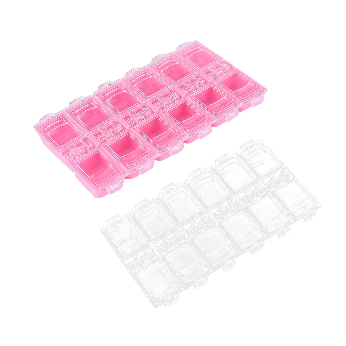 

2Pcs Clear Bead Storage Box 12- Grid Nail Piece Containers Jewelry Sundries Organizer Case for Home Salon ( Transparent )