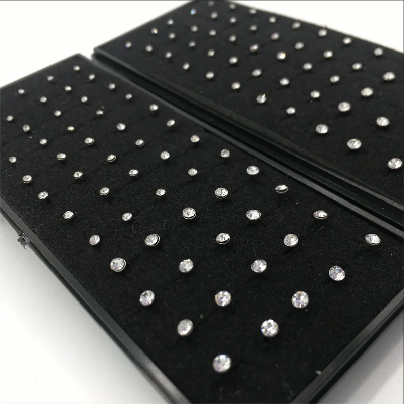 Piercing Jewelry 60Pcs Fashion L Shape Rhinestone Crystal Stainless Steel Nose Piercing Ear Bone Women Hypoallergenic Body Jewelry