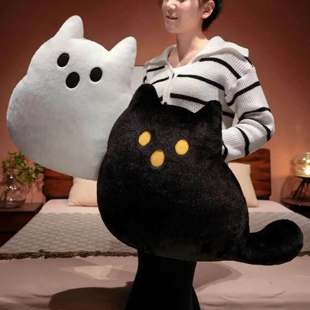Halloween Style Ghost Cat Plush Toys Kawaii Cartoon White Cat Plush Pillow Funny PP Cotton Black Cat Plush Doll Home Decor