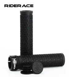 RIDERACE Non-Slip Rubber Bicycle Handlebar Grips with Soft Single-Sided Locking Design (Black)
