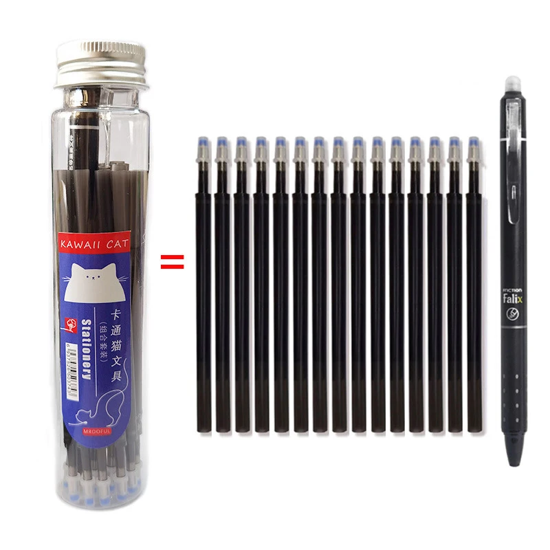 0.5mm Large Capacity 16 Piece Erasable Pen Set with Blue Black Ink Press Erasable Pen School Stationery Student Writing Supplies