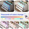 Dresser with LED Lights for Bedroom,8 Drawer Dressers with Tempered Glass Top,Chests of Drawers with 2 Grid Drawer,Living Room 6