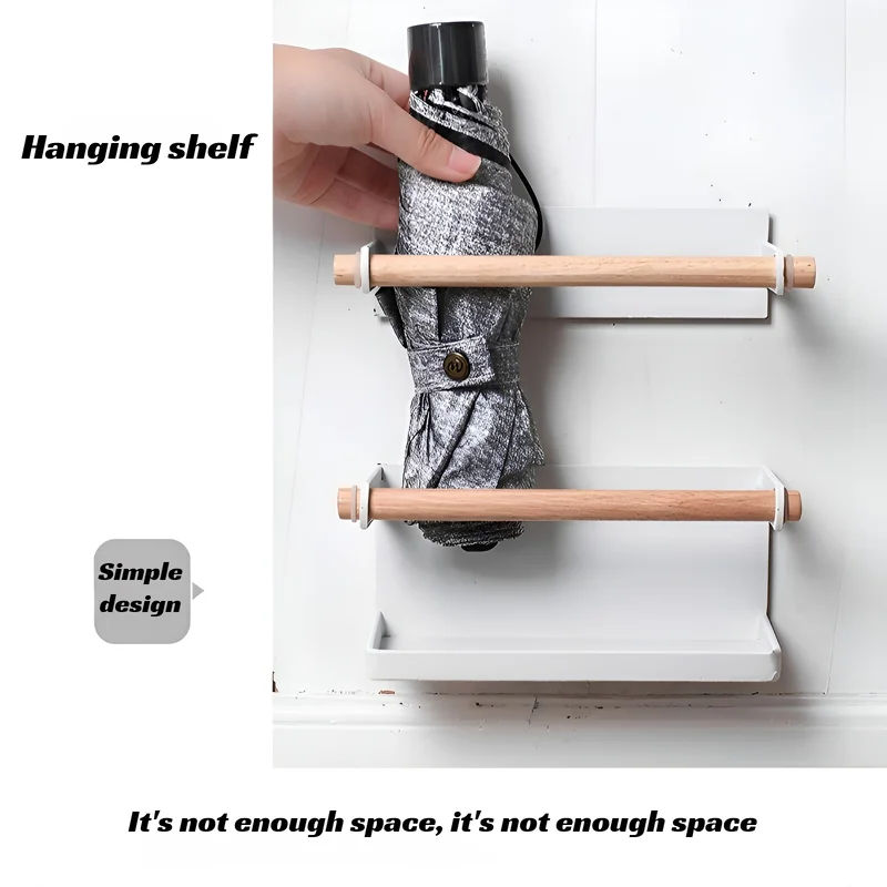 Non Nail Magnetic Umbrella Stand Household Wall Mounted Umbrella Storage Rack Entrance Door Creative Double-layer Rack