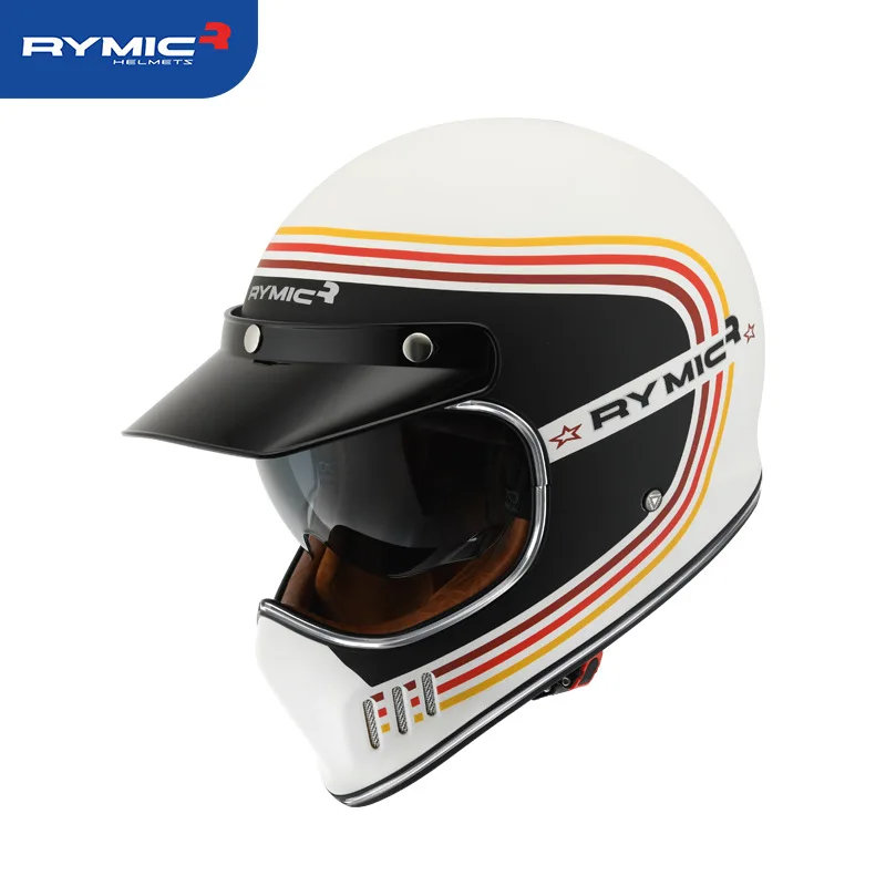 

RYMIC Motorcycle Retro Helmet Covered Full Face Electric Vehicle Mens And Womens Personality Cool Four Seasons Cascoa Para-zzm