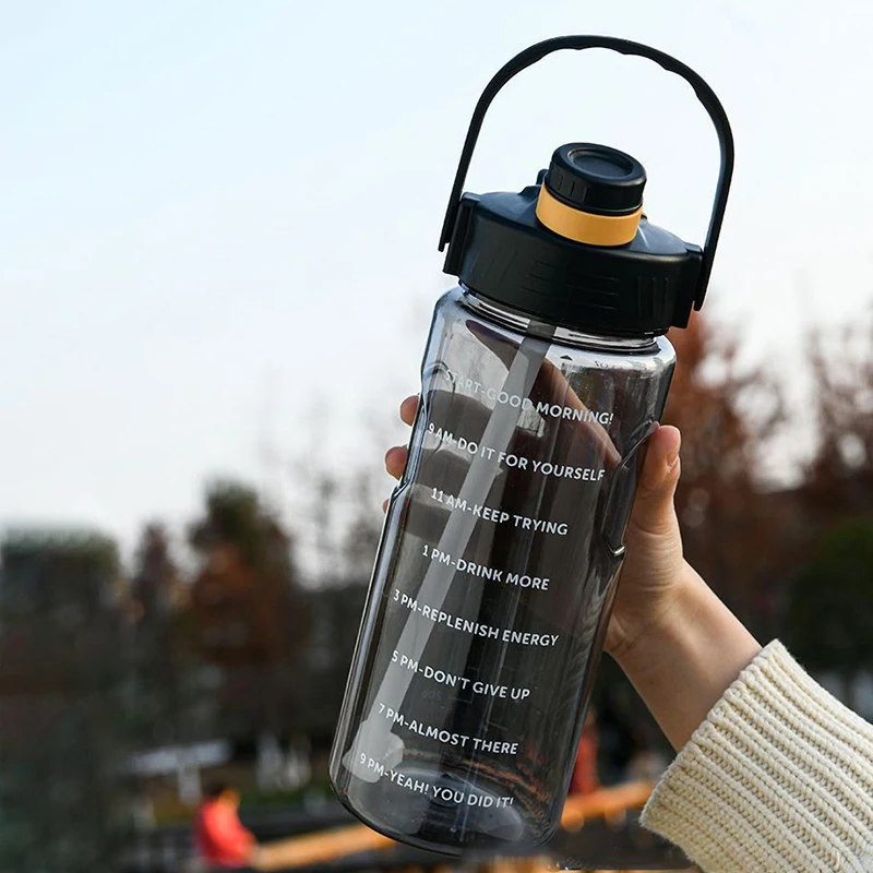 Sports Water Bottle 1.5L 2L 3L With Straw Plastic And Time Stamp For Home Outdoor Sports,portable water bottle,sports water bag