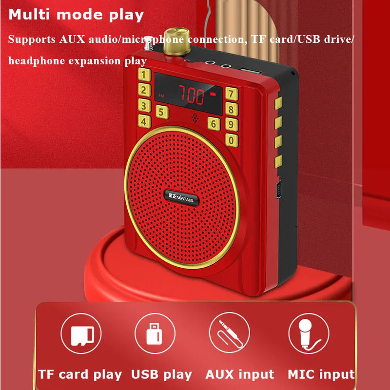 Mini Portable FM Radio Rechargeable Battery Radios with LED Display Voice Amplifier Smart Noise Reduction Recorder Support USB