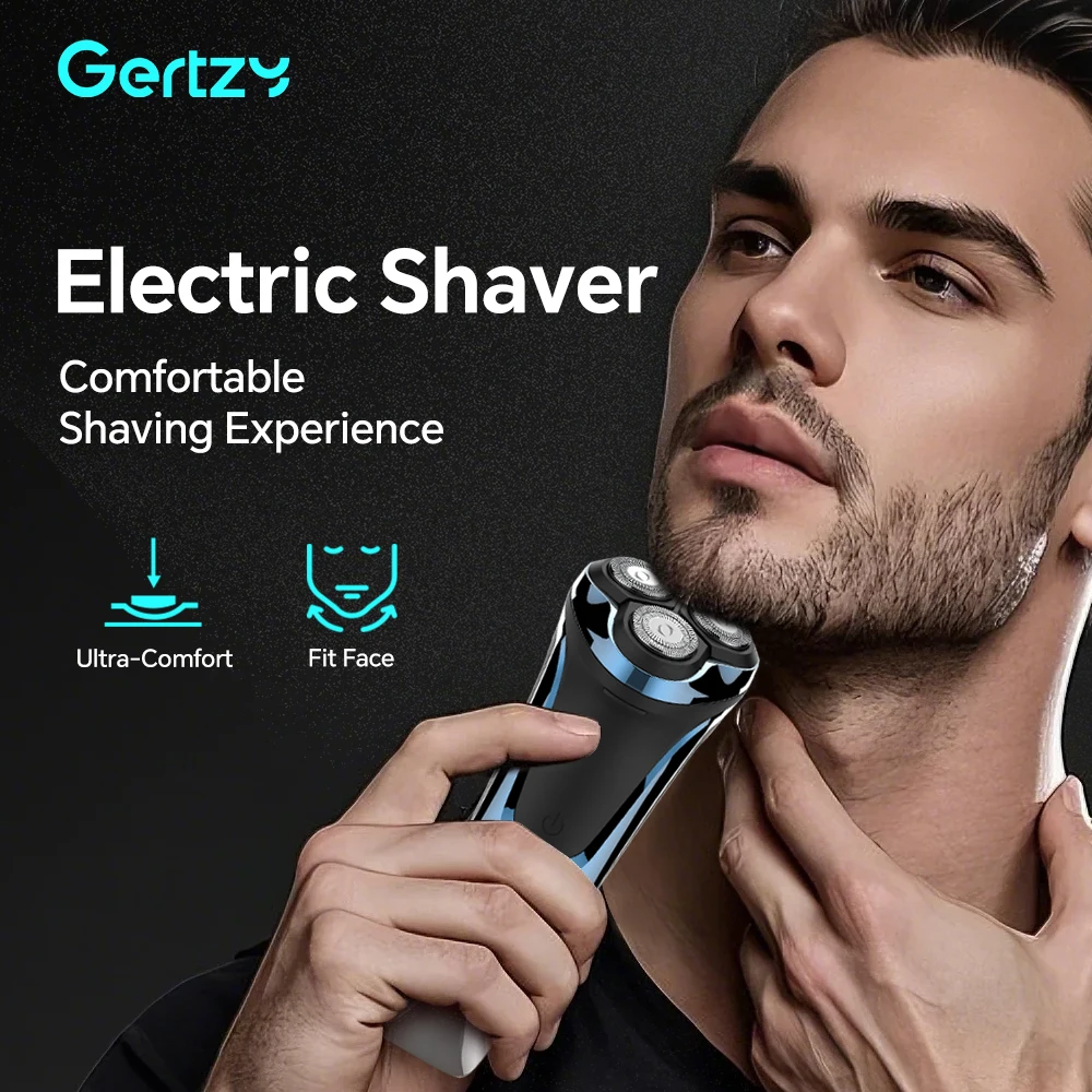 3D Rotating Men's Electric Shaver USB Charging Float LED Display Screen Stainless Steel Blade