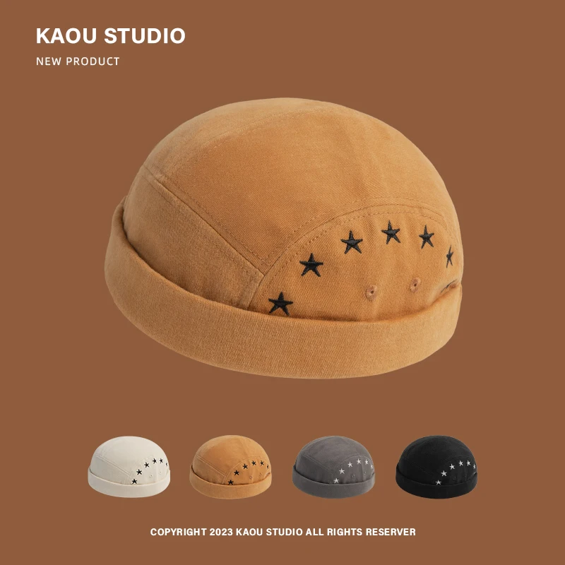 

Men's and Women's Hip Hop No Brim Landlord Hat American Street Yupi Skullcap Casual Couple Style